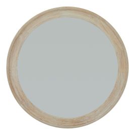 Washed Wood Round Framed Large Mirror - Antique White