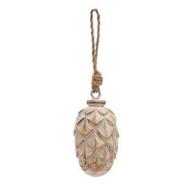 Antiq White Wash Pine Cone Bauble - Small