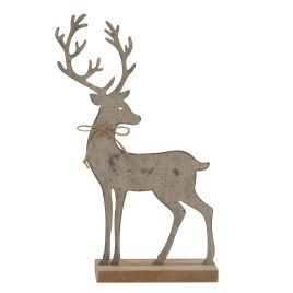 Rusto Metal Reindeer On Wood Stand - Large