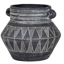 SCULPT Tall Pot With Handle - Black