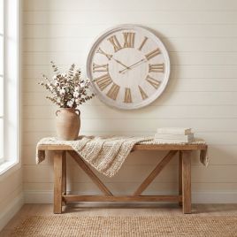 ALBASTRO Wash Clock With Wooden Numerals - White
