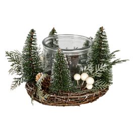SILVA Medium Brush Tree Candle Wreath With Berries And Pinecones - Green