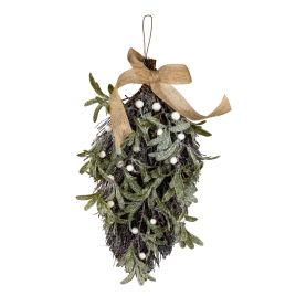 GLACIER Mistletoe And Pine Swag With Ribbon - Green