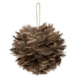PLUME Large Fawn Feather Ball Decoration - Brown