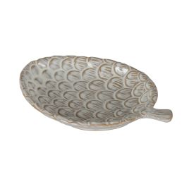 CELESTE Ceramic Pinecone Medium Dish - White