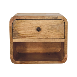 Bedside Table - TINY Nightstand with Open Slot Oak 30cm