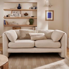 KENVARO Boucle Fabric 2 Seater Sofa - Cream