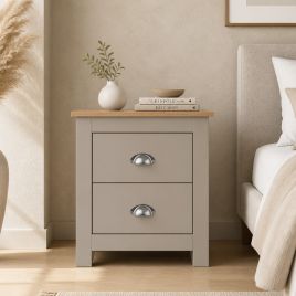 LEVIS 2 Drawer Bedside Table - Grey