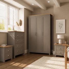 LEVIS 3 Door Wardrobe Set 4 Piece - Grey