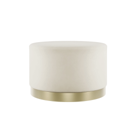 Harlow Large Pouffe with Brushed Gold Base - Cream Velvet