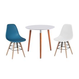 Polastro Modern Sophistication High Gloss Dining Table with Solid Beech Legs Round - White