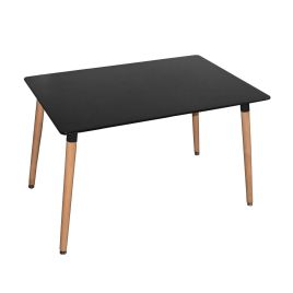 Polastro Modern Sophistication High Gloss Dining Table with Solid Beech Legs Rectangle - Black