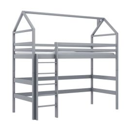 Ajax Siena Wooden Loft Bed with Foam/Bonnell Mattress - Grey