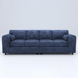 LORVANI Fabric 4 Seater Fullback Sofa - Midnight Blue