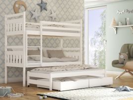 RYN Wooden 2 Drawers Storage Double Bed with Trundle and Bonnell Foam Mattress - White