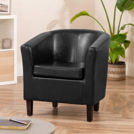 Tub Chair - BELLTANO PU Leather Chair - Black