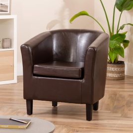 Tub Chair - BELLTANO PU Leather Chair - Brown