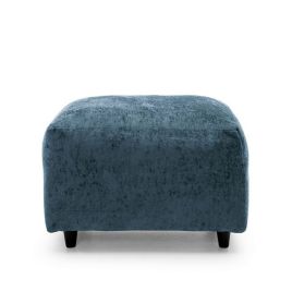 GILLIVER Crushed Chenille Fabric Footstool - Dark Blue
