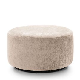 GILLIVER Crushed Chenille Fabric Swivel Footstool - Cream