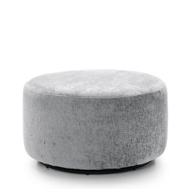 GILLIVER Crushed Chenille Fabric Swivel Footstool - Light Grey