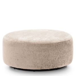 GILLIVER Crushed Chenille Fabric Large Swivel Footstool - Cream