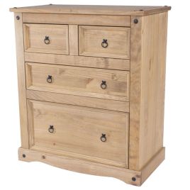 Pine Finish Chest of Drawers - CECILIA Large Chest 4 Drawers
