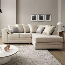 BETHAN Velvet Corner Sofa - Right Arm Cream