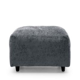 GILLIVER Crushed Chenille Fabric Footstool - Dark Grey