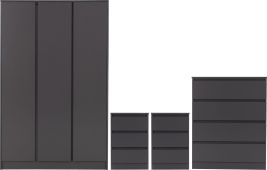 MALDEN 3 Door Wardrobe Set 4 Piece - Grey