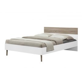 Ketchikan Classic Luxurious Bed Frame White and Oak Effect Rubberwood Legs - King Size