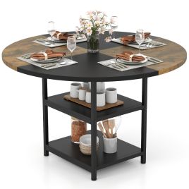 120 cm Dining Table with 2-tone Color-blocked Design-Black