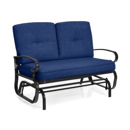 MORI 2-Person Patio Glider Chair with Cushions-Blue