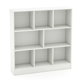 Bookcase - 8-Cube Bookshelf with 2 Anti-Tipping Kits and Display Shelf for Home-White