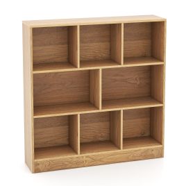 Bookcase - 8-Cube Bookshelf with 2 Anti-Tipping Kits and Display Shelf for Home-Natural