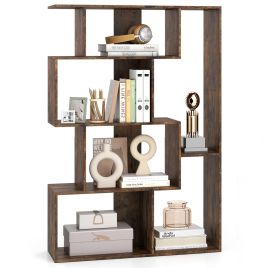 TARERE 6-Cube Open-back Geometric Bookshelf with Anti-tip Kits-Coffee