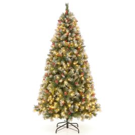 6.5 FT Artificial Christmas Tree with 909 PVC Branch Tips and 420 Warm White LED Lights
