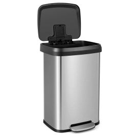 BRANWIX 50 L Stainless Steel Step Trash Can with Deodorizer Compartment-Silver