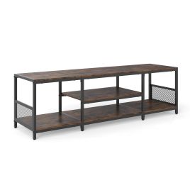 TV Stand for TVs up to 65 Inches with Open Storage Shelves-Rustic Brown