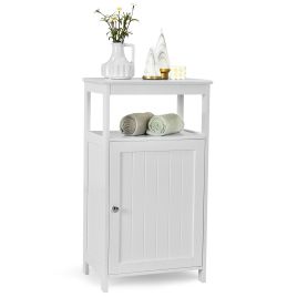 Bathroom Floor Cabinet with Single Door and Adjustable Shelf-White
