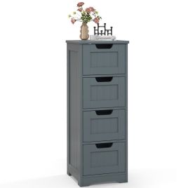 Bathroom Cabinet - Floor Storage Cabinet Freestanding Bathroom Cabinet with 4 Drawers-Grey