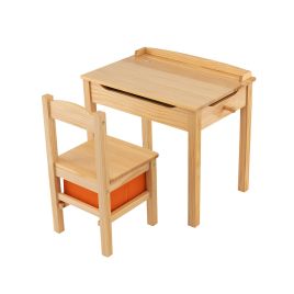 XODA Kids Table and Chair Set with Hidden Space and Hook-Natural