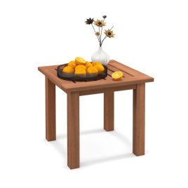 Patio Hardwood Side Table with Slatted Tabletop