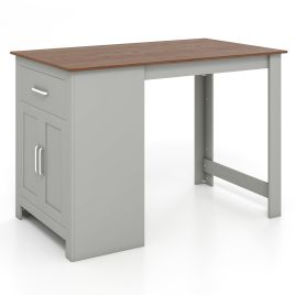 Dining Table - Counter Height Table with Storage Rectangular Pub Dining Table-Grey