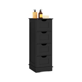 ULDA 4-Drawer Bathroom Cabinet Narrow Floor Standing Cabinet-Black