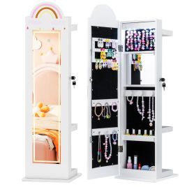 ZVARO Kids Jewelry Cabinet Standing Children Jewelry Organizer-White
