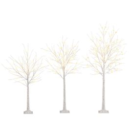 Lighted Birch Christmas Tree Set with LED Branch Tips - White