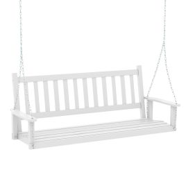 3 Person Wooden Outdoor Porch Swing with 800 lbs Weight Capacity - White