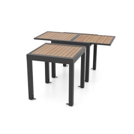 Garden Table - Extendable Wood-like Patio Dining Table with Stable Legs-Grey
