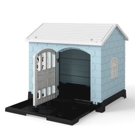 HYNOR Weatherproof Pet Shelter with Removable Toilet Tray-Light Blue