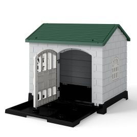 HYNOR Weatherproof Pet Shelter with Removable Toilet Tray-Dark Green